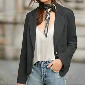 Anthropologie Cartonnier Cropped Blazer Jacket Gray Womens 14 Tomboy Style